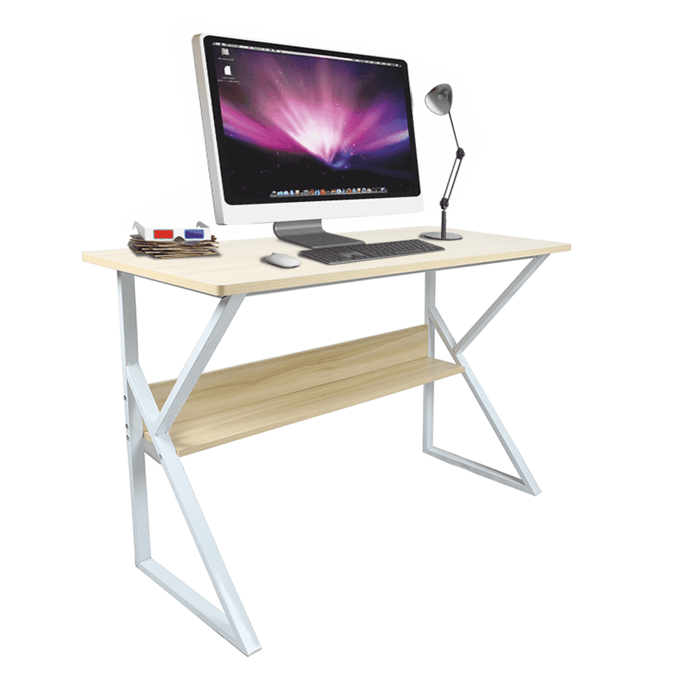 KONDELA Písací stôl, s policou, dub prírodný / biela, TARCAL 80